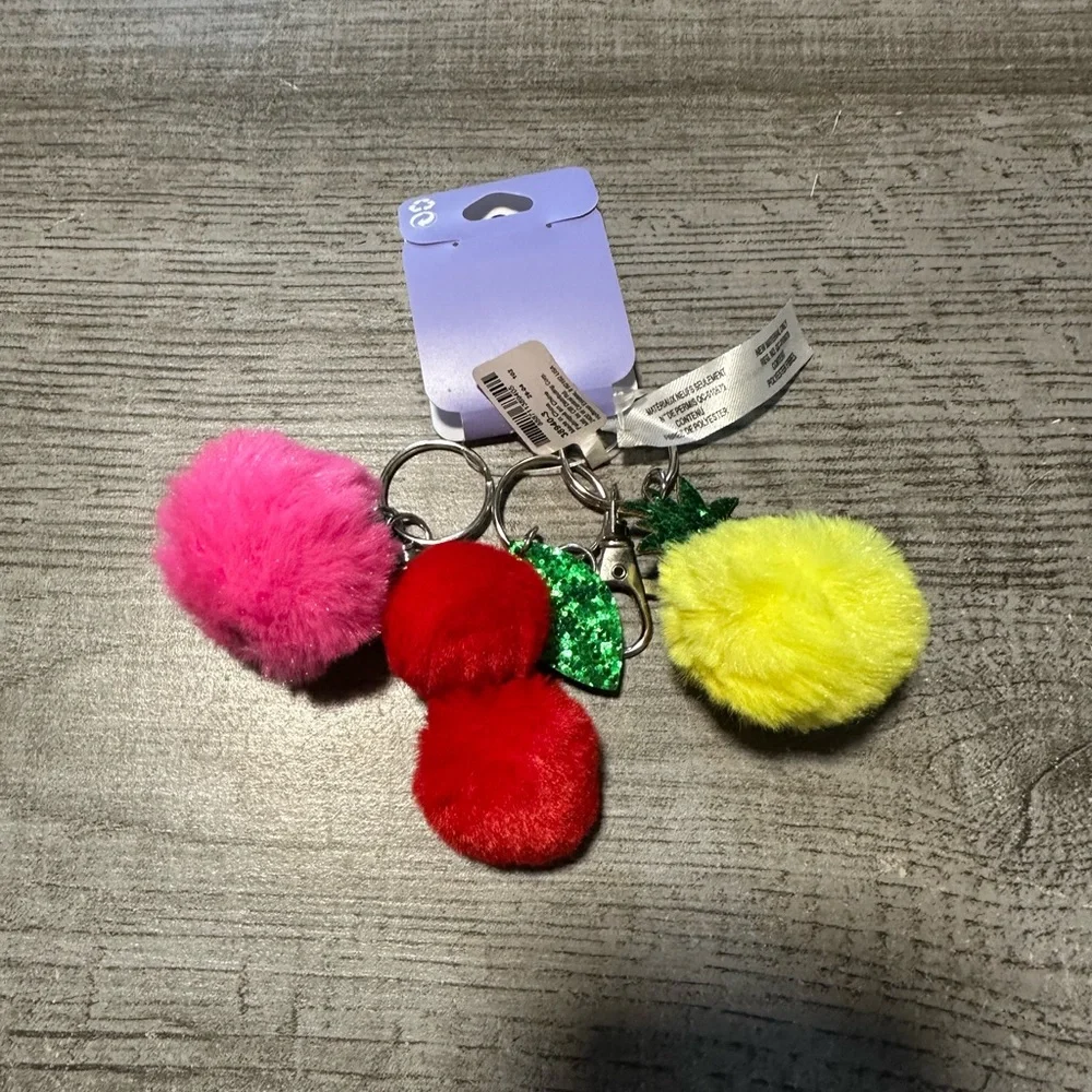 Fuzzy Fruit Keychains NWT